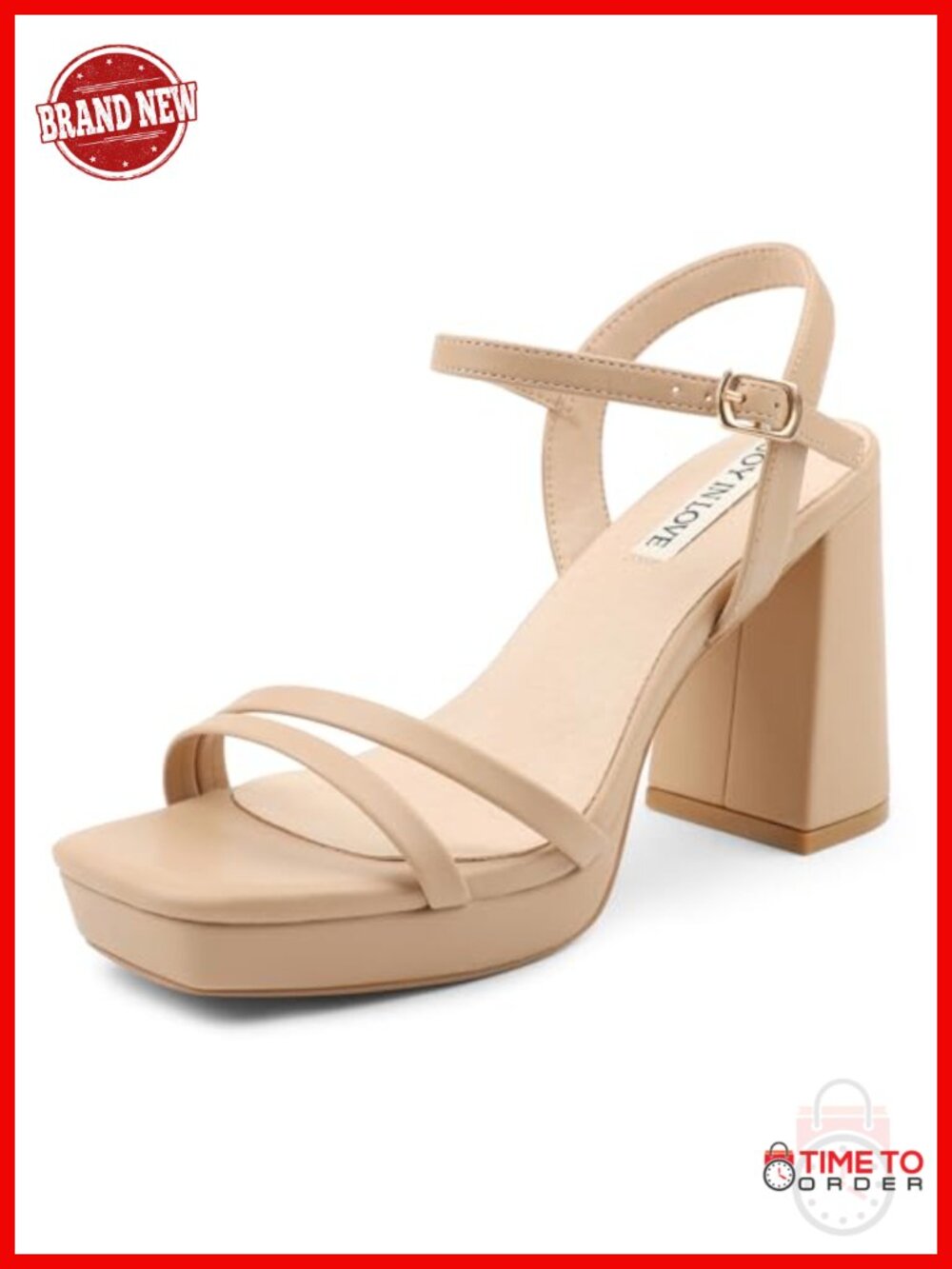 Platform Sandals Chunky Block Heels Square Toe Ankle Strap Dress Shoes